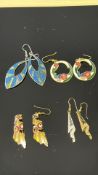 4x Pairs of designer earrings