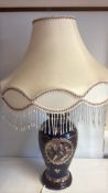 Porcelain Table Lamp with Fringe Shade