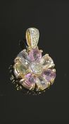 9ct Gold pendant set with Multi-coloured sapphire
