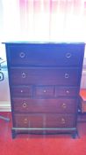 Stag Tall chest of drawers with brass ring handles