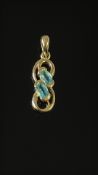 9ct Gold pendant set with twin blue topaz Weight 1