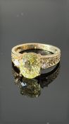 9ct Gold ring set with yellow gemstones & white st