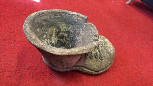 Novelty cast stone boot planter