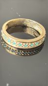 9ct Gold half eternity ring set with blue stones W
