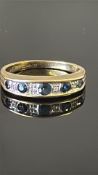 9ct Gold sapphire & diamond Weight 2g Sie M
