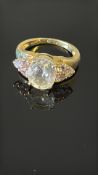 9ct Gold ring set with small pink stones Weight 4