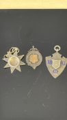 2 Silver fobs & 1 white metal dated 1892 Weight 38