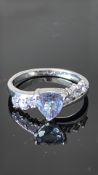 9ct White Gold ring set with tanzanite & white sto