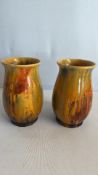Pair of Crown Ducal drip-glazed earthenware vases