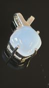9ct White Gold pendant set with pale blue chalcedo