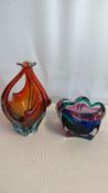 Pair of Murano-style sommerso art glass vase and bowl