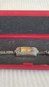Boxed ladies silver marcasite wristwatch