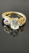 9ct Gold ring set with gemstones Weight 2.6g