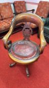 Victorian oak swivel desk chair