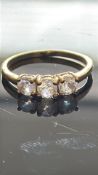 9ct Gold ring set with 3 gem stones Weight 1.7g