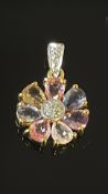9ct Gold pendant set with Multicoloured sapphire a