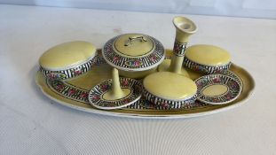 Art Deco ceramic eight-piece dressing-table set
