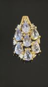 9ct Gold pendant set with tanzanite & diamond Weig