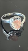 9ct White Gold ring set with peach stone Weight 3