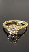 Solitaire diamond ring 1.7ct faint yellow diamond