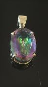9ct White gold pendant set with mystic topaz Weigh