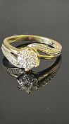9ct Gold ring set with diamond cluster, 0.25ct dia