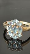 9ct Gold ring set with blue topaz Weight 2.5g
