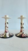 Pair of Moorcroft bramble revisited candle sticks