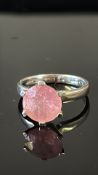 9ct White Gold ring set with pink quarts solitaire