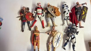 Group of eight 1:6 scale Roman and Star Wars action figures