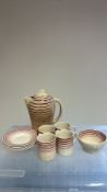 4 Susie Cooper cups, saucers, coffee pot & bowl