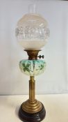 Brass column glass bowl victorian oil lamp