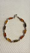 Silver & amber bracelet