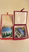2 Norway glass orbs boxed