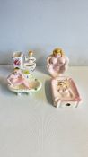 Set of 4 ceramic nude-lady novelty ashtrays, c.195