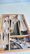 Tray of Sheffield flatware spoons
