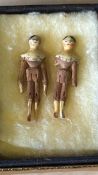 2x Minature wooden peg dolls, possibly 18h century