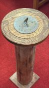 Rustic wooden pedestal sundial