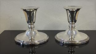 Pair of silver dwarf candle sticks (Loaded) Birmin