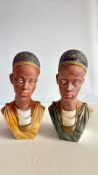 2 Capodimonte pottery busts