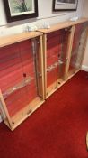 Set of 3 Beech and Glass Wall Display Cabinets