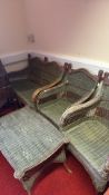 Four-piece painted wicker conservatory suite
