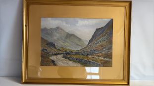 F. Winwood signed mountain landscape watercolour