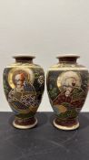 Pair of Japanese Satsuma-style moriage miniature vases