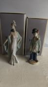 Two Lladro porcelain figurines â€“ lady and clown
