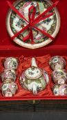 Chinese famille rose miniature porcelain tea set in fitted case