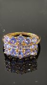 9ct Gold ring set with amethyst cluster Size Q Wei