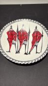 Maasai motif hand-painted cow horn plate