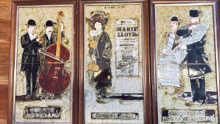 Set of three framed ceramic tile plaques
