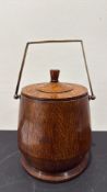 Oak and brass biscuit barrel